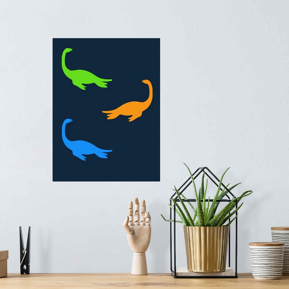 A bohemian room featuring Minimalist Dinosaur Family Poster XX