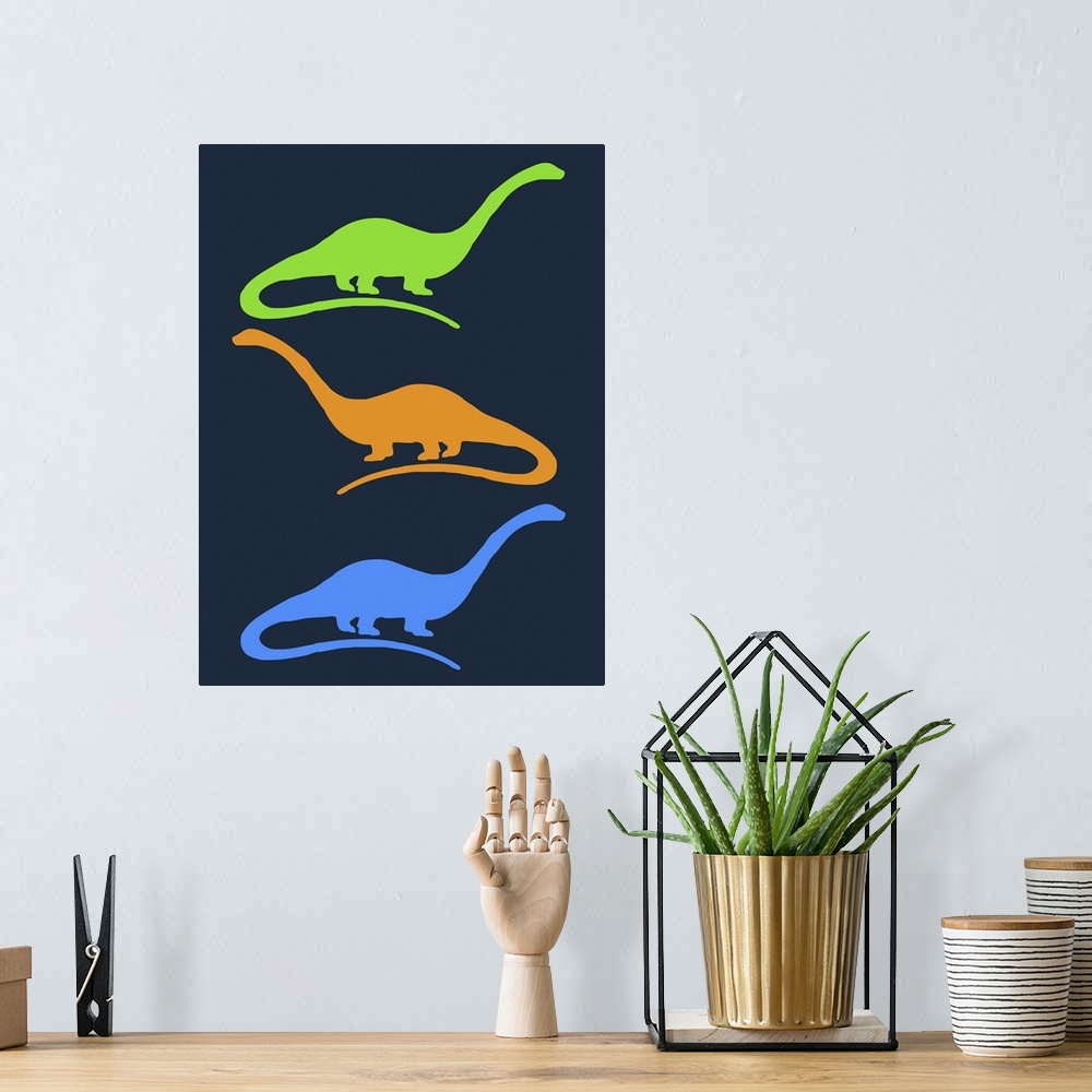 A bohemian room featuring Minimalist Dinosaur Family Poster XXV
