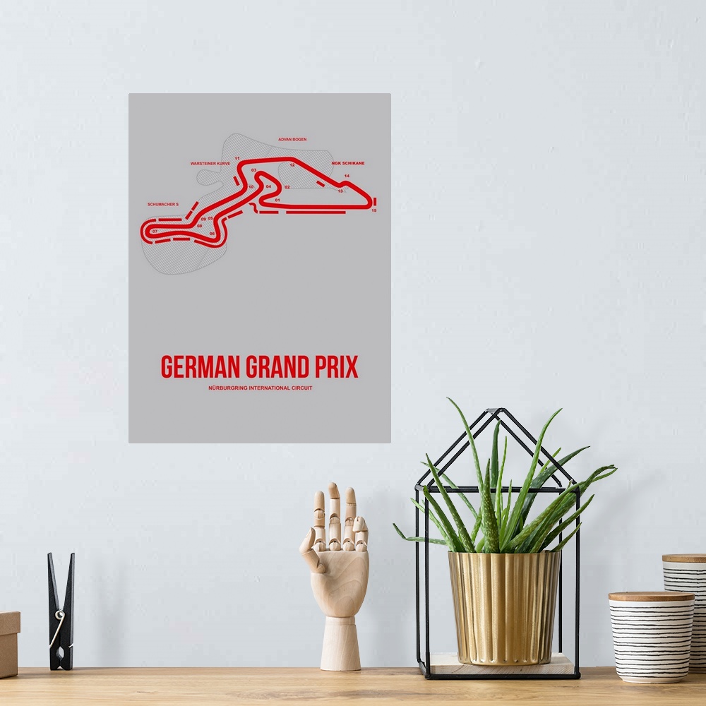 A bohemian room featuring Minimalist German Grand Prix Poster I