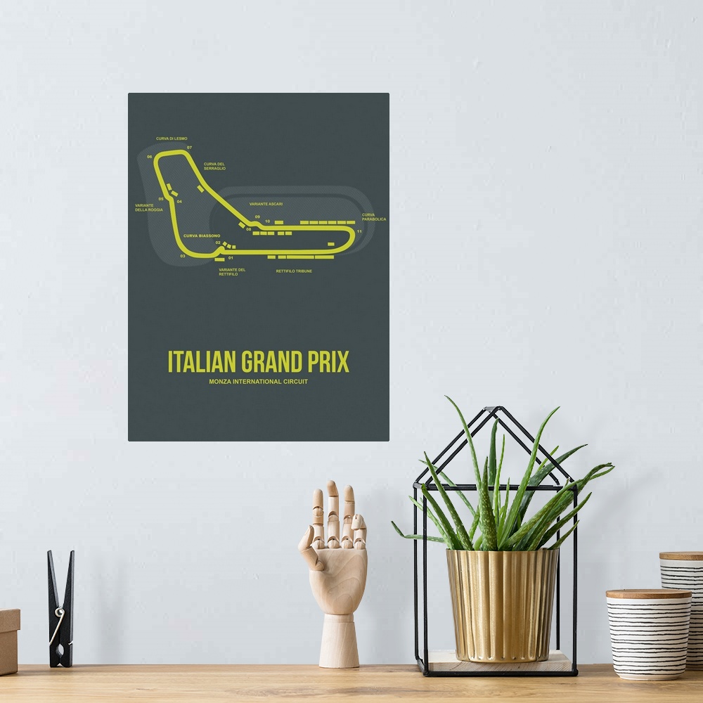 A bohemian room featuring Minimalist Italian Grand Prix Poster II