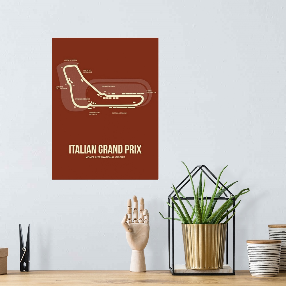 A bohemian room featuring Minimalist Italian Grand Prix Poster III