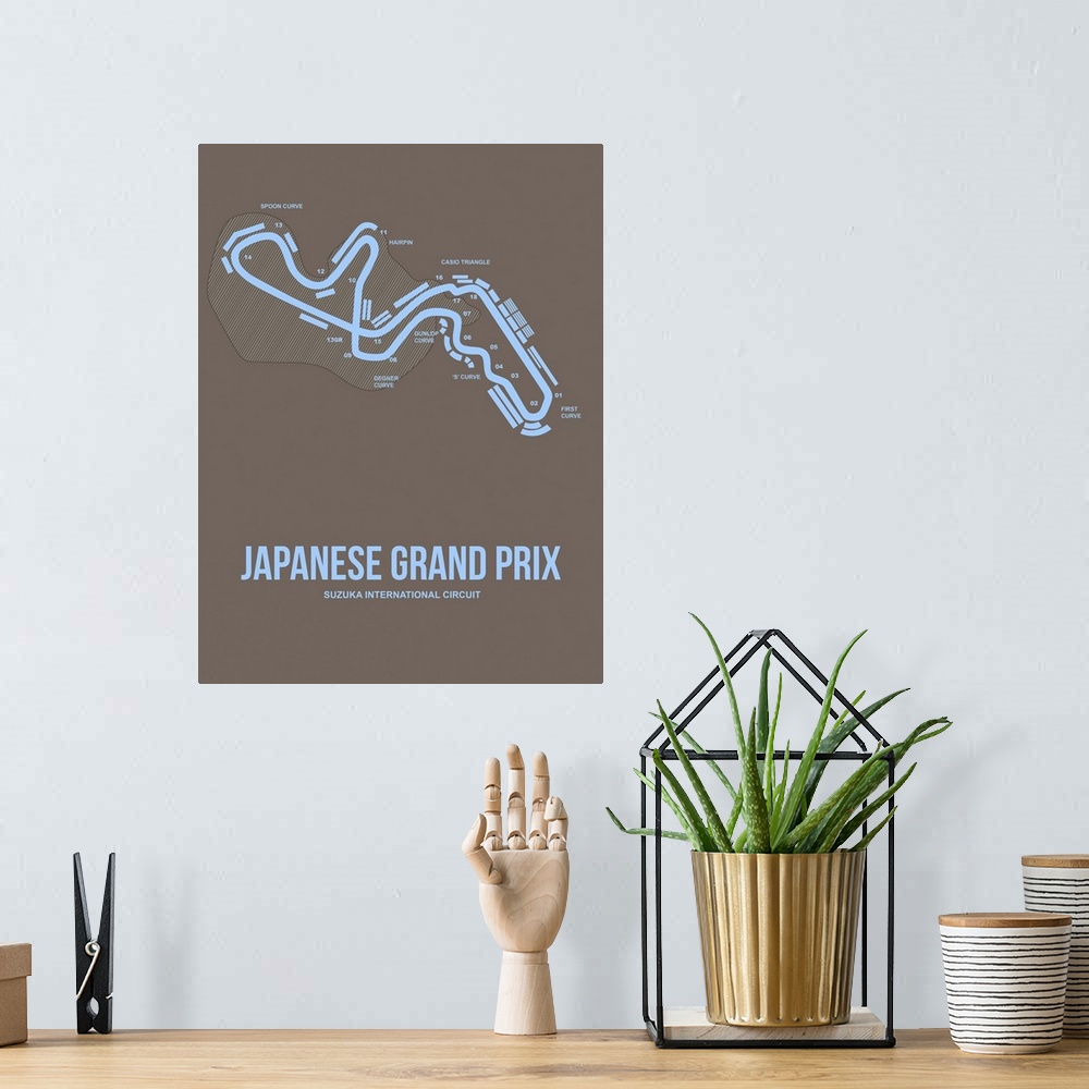 A bohemian room featuring Minimalist Japanese Grand Prix Poster I