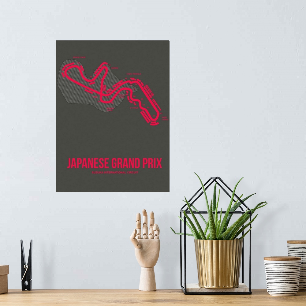 A bohemian room featuring Minimalist Japanese Grand Prix Poster III