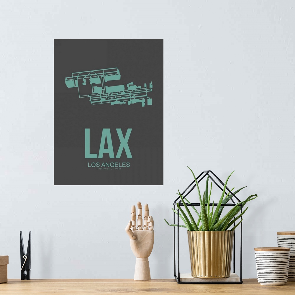 A bohemian room featuring Minimalist LAX Los Angeles Poster II