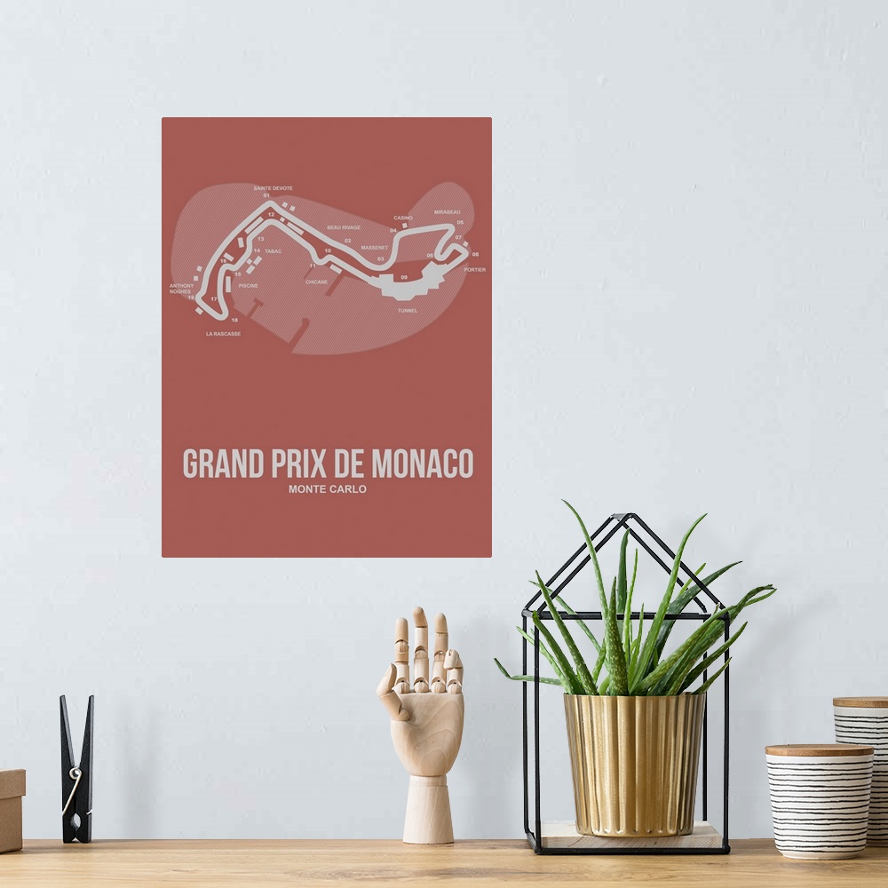 A bohemian room featuring Minimalist Monaco Grand Prix Poster I