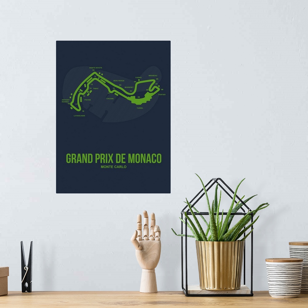 A bohemian room featuring Minimalist Monaco Grand Prix Poster II