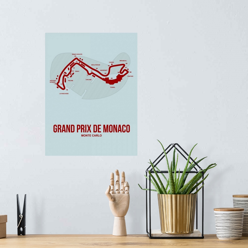 A bohemian room featuring Minimalist Monaco Grand Prix Poster III