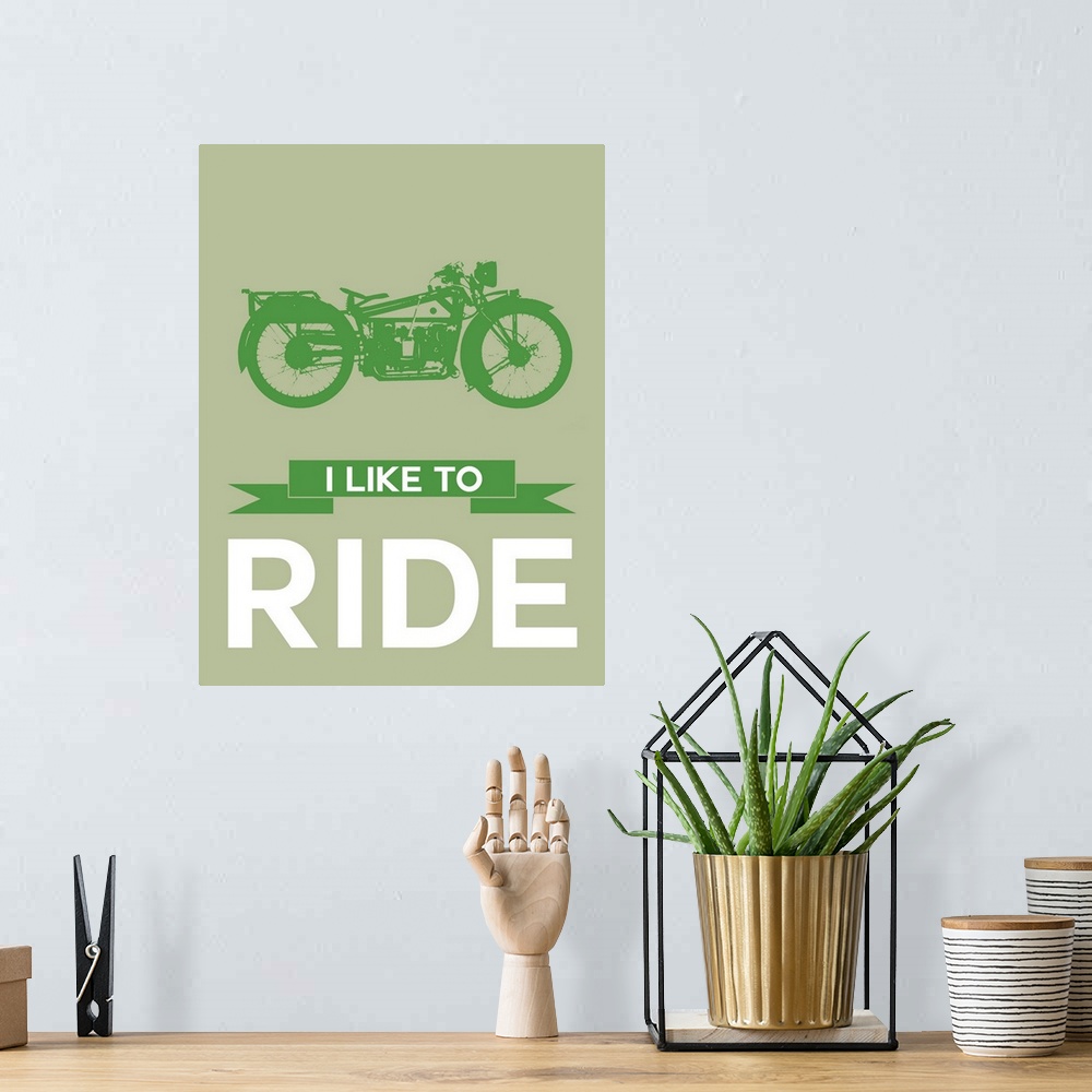 A bohemian room featuring Minimalist Motorcycle Poster II