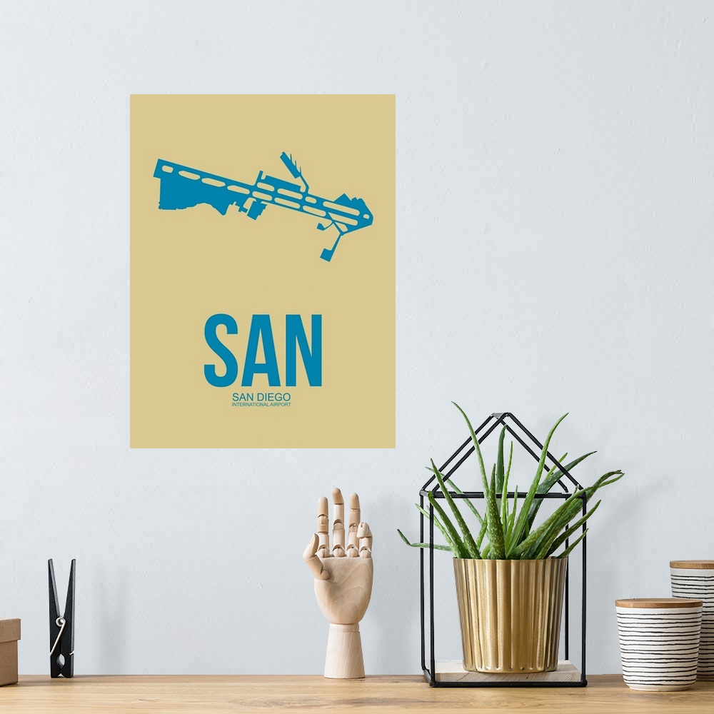 A bohemian room featuring Minimalist SAN San Diego Poster III