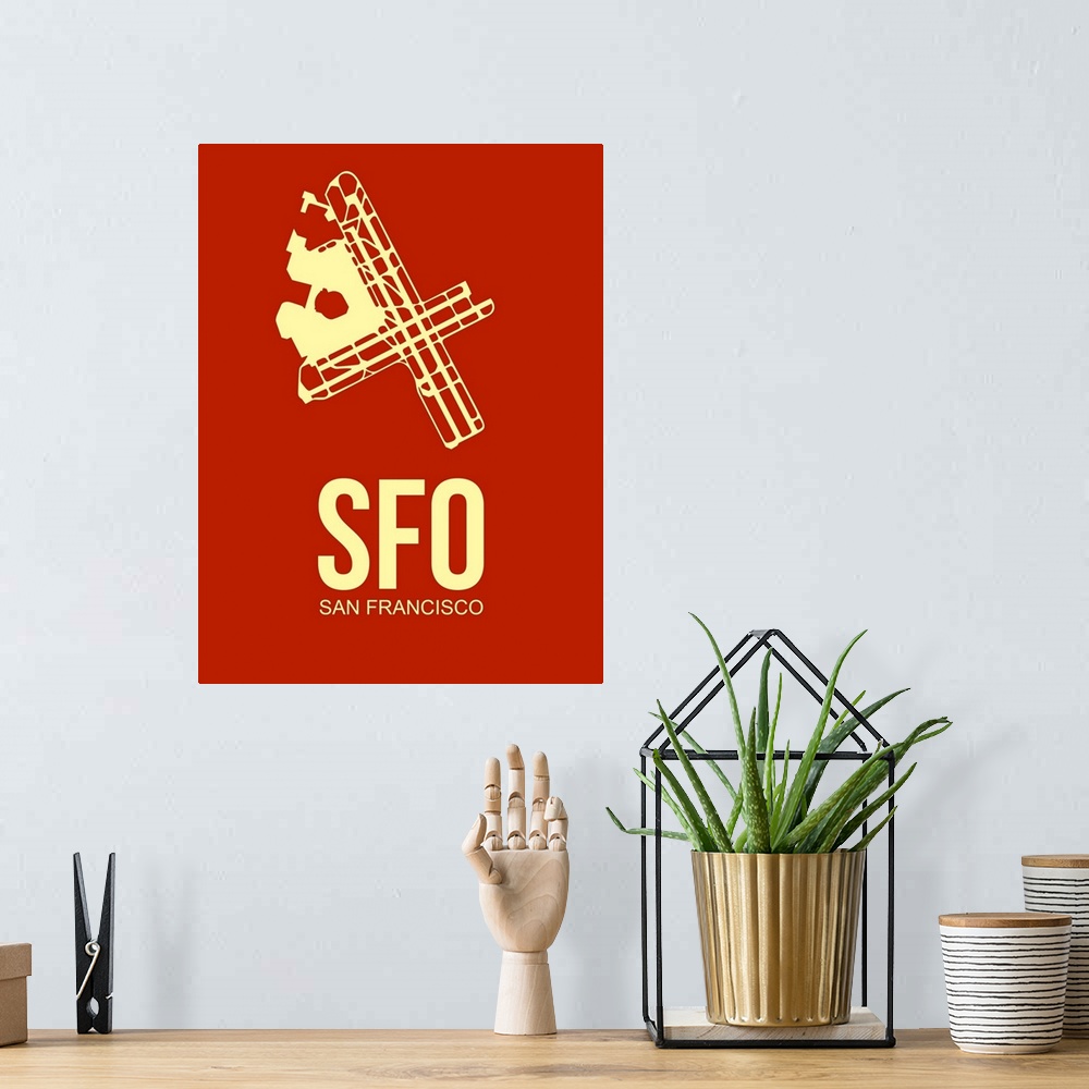 A bohemian room featuring Minimalist SFO San Francisco Poster II