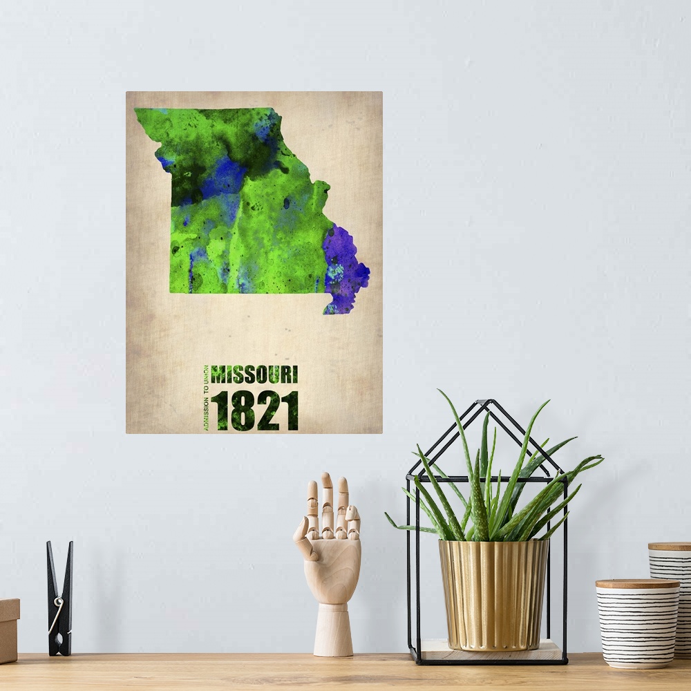 A bohemian room featuring Missouri Watercolor Map