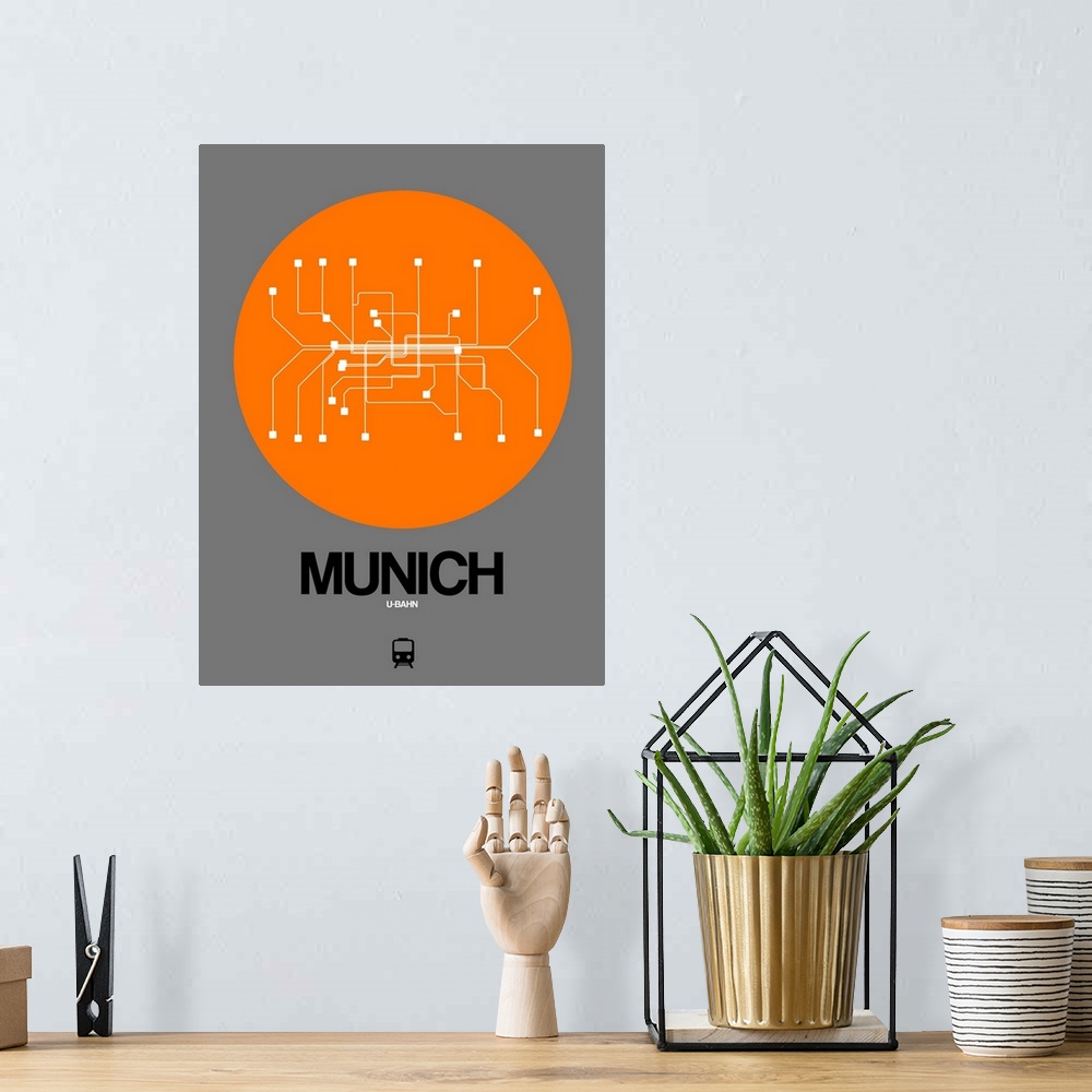 A bohemian room featuring Munich Orange Subway Map