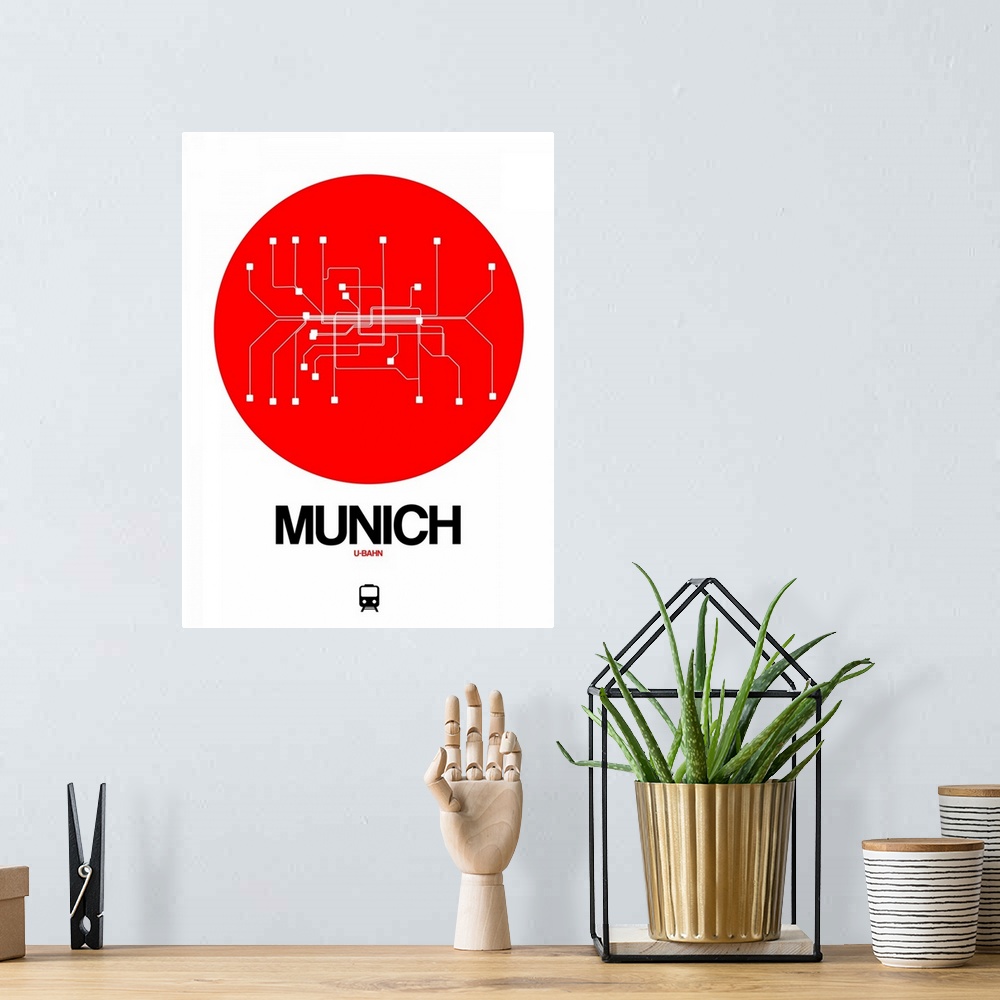 A bohemian room featuring Munich Red Subway Map