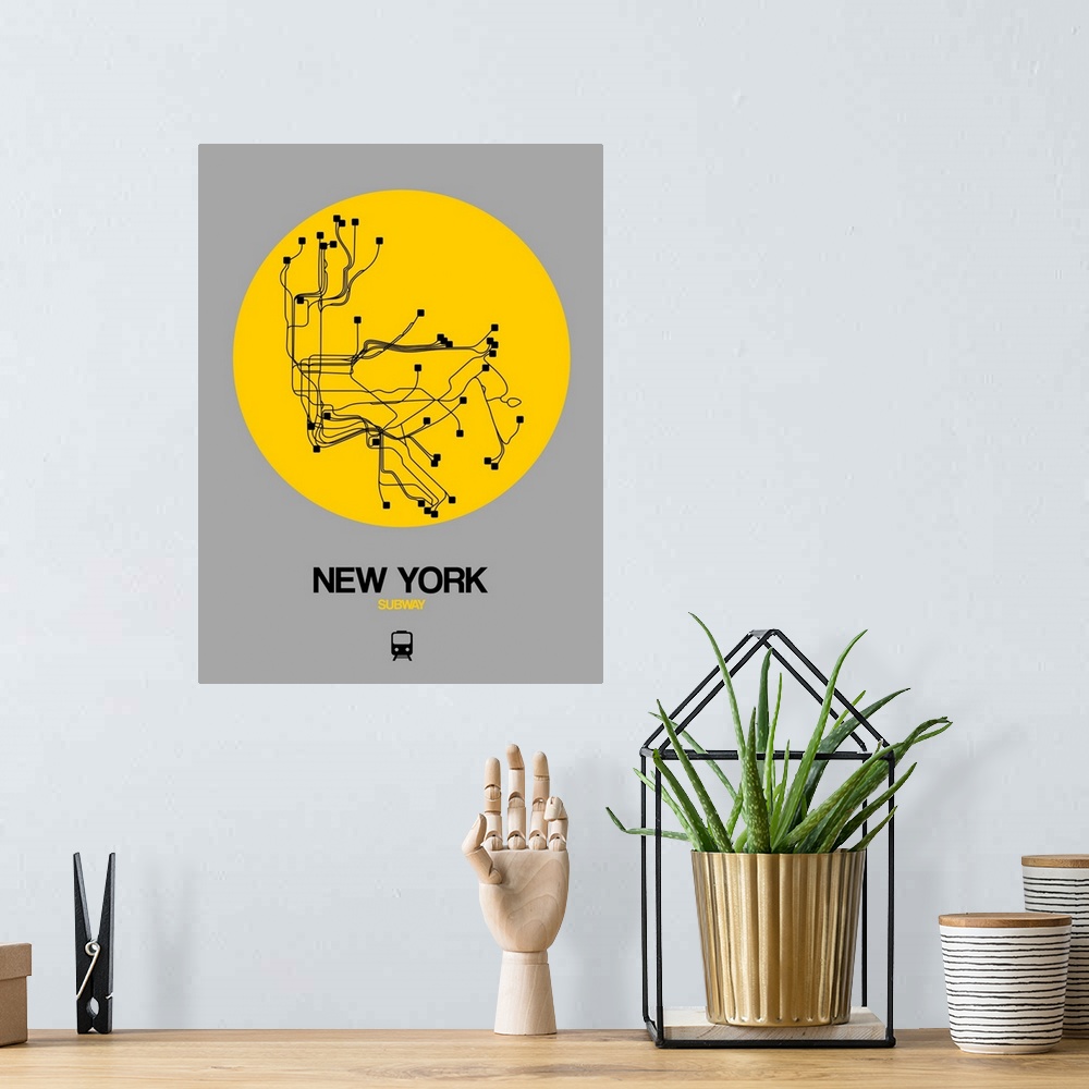 A bohemian room featuring New York Yellow Subway Map