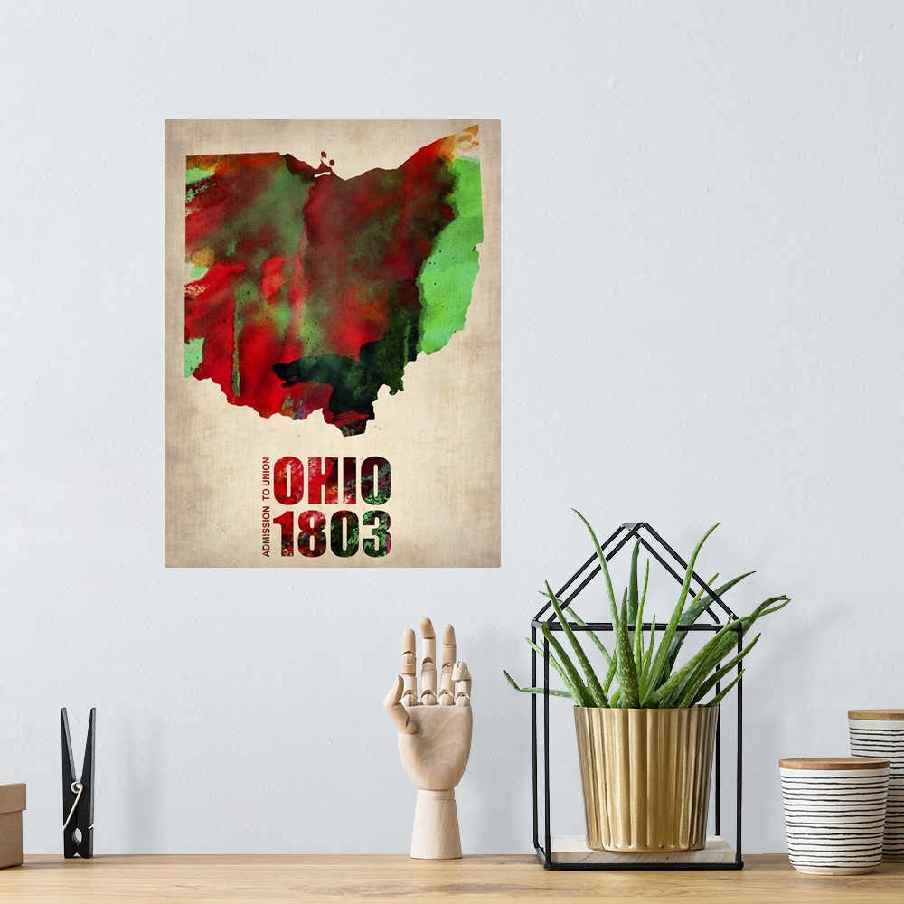 A bohemian room featuring Ohio Watercolor Map