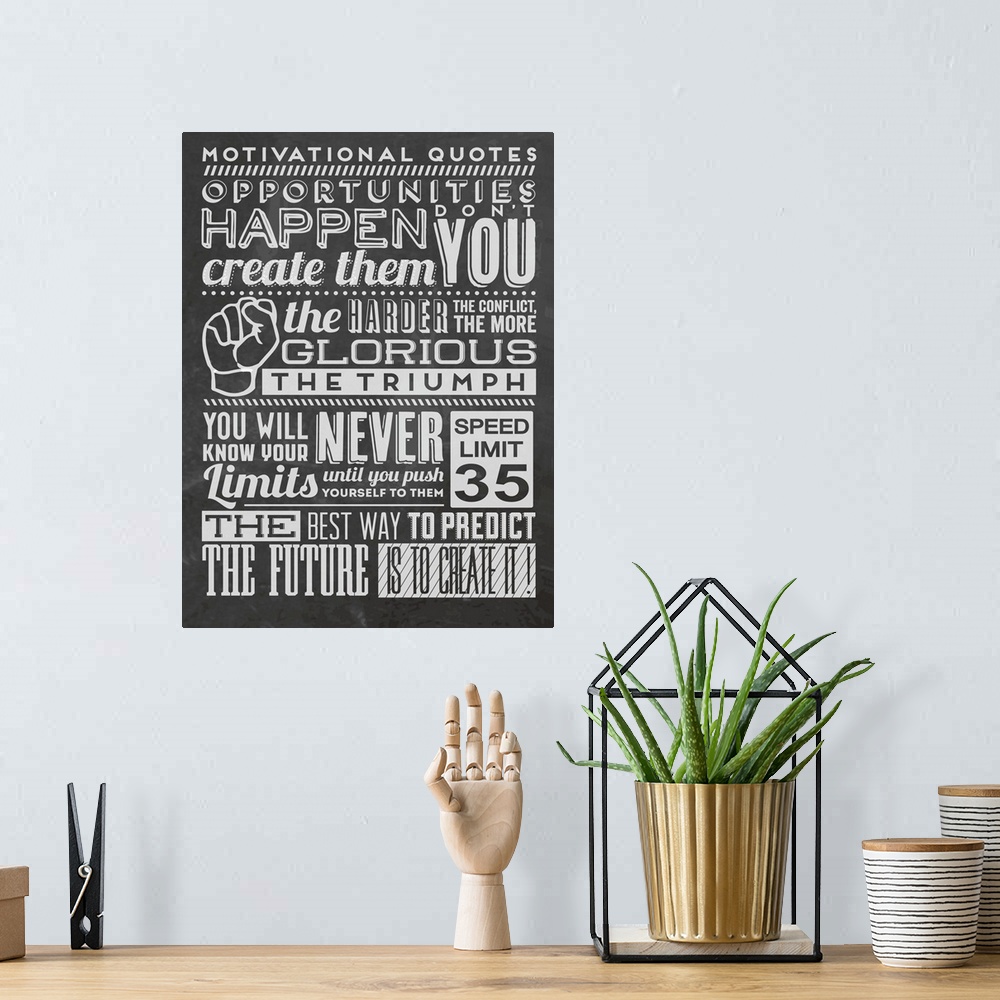 A bohemian room featuring Contemporary chalkboard style typography art.