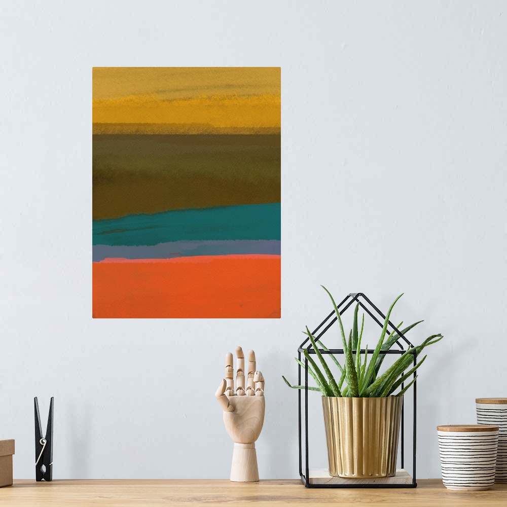A bohemian room featuring Orange and Yellow Abstract