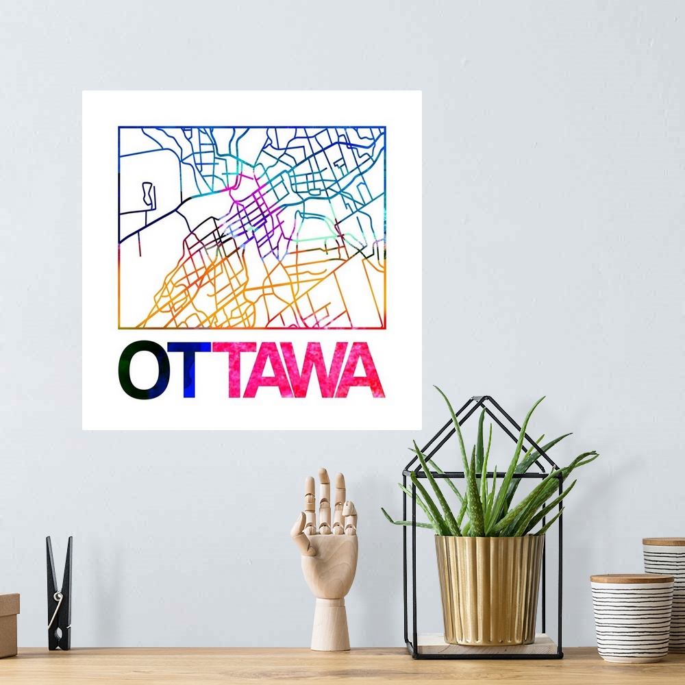 A bohemian room featuring Colorful map of the streets of Ottawa, Canada.