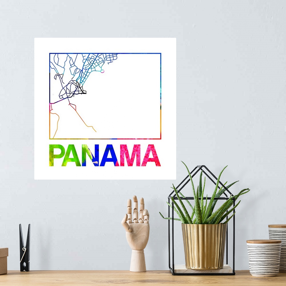 A bohemian room featuring Colorful map of the streets of Panama City, Panama.