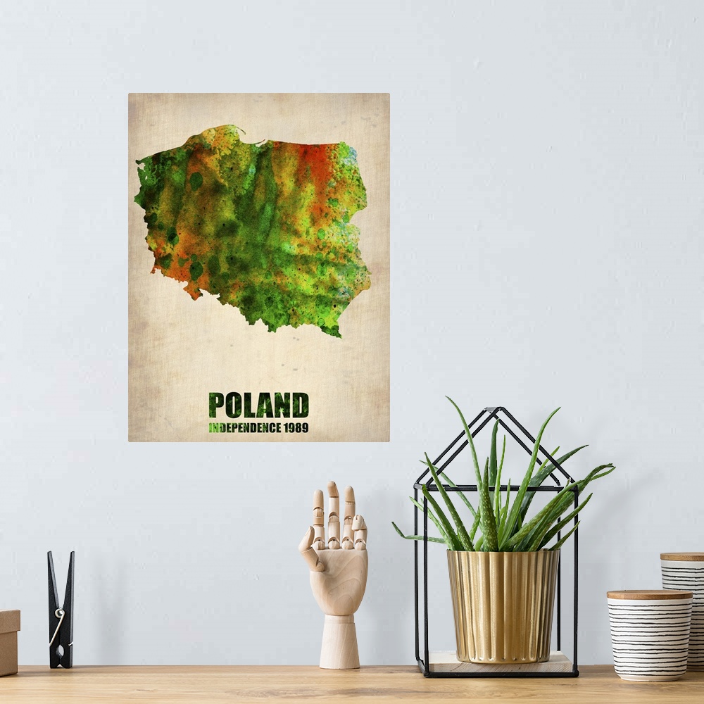 A bohemian room featuring Poland Watercolor Map