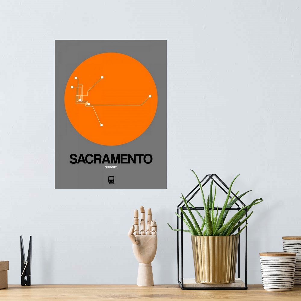 A bohemian room featuring Sacramento Orange Subway Map
