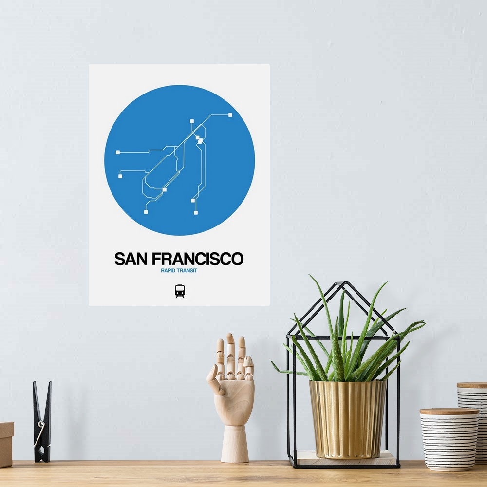A bohemian room featuring San Francisco Blue Subway Map