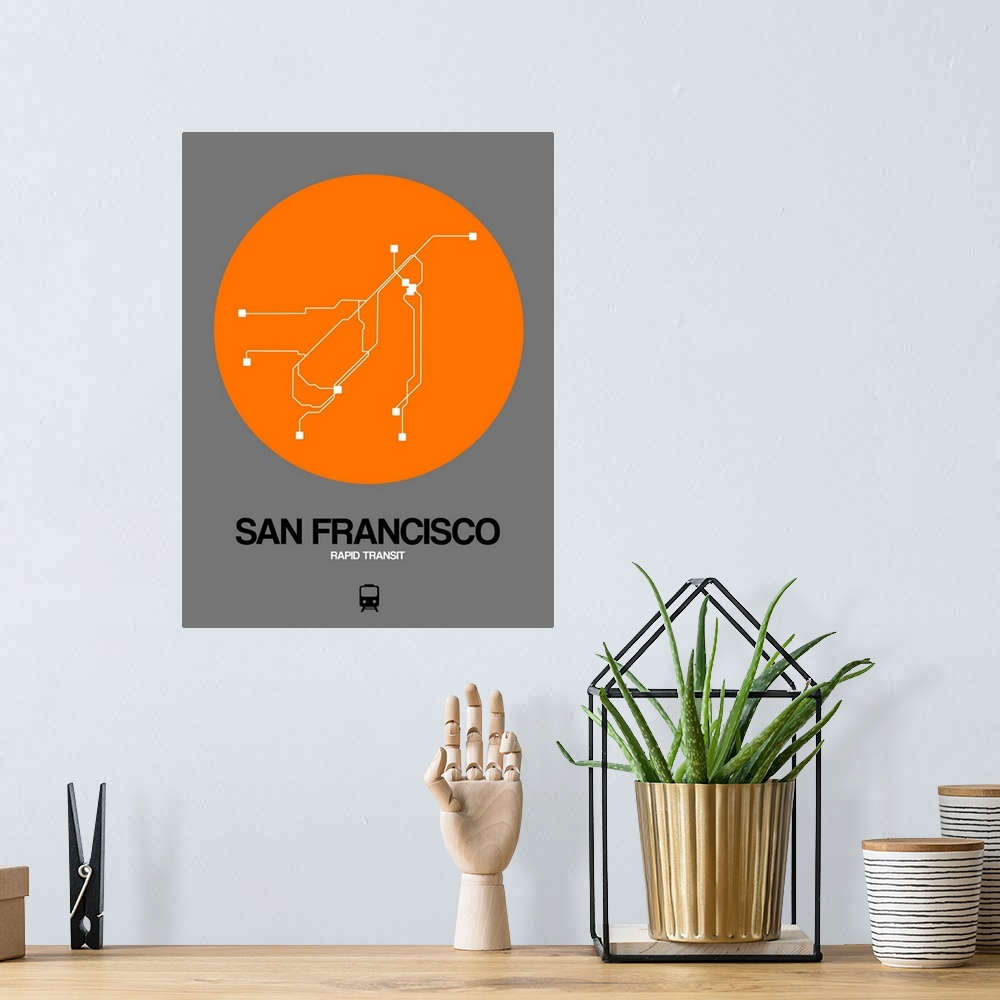 A bohemian room featuring San Francisco Orange Subway Map