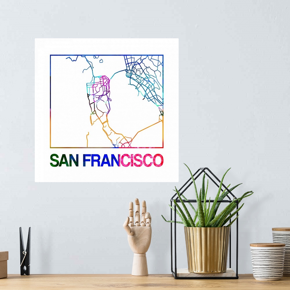 A bohemian room featuring Colorful map of the streets of San Francisco, California.