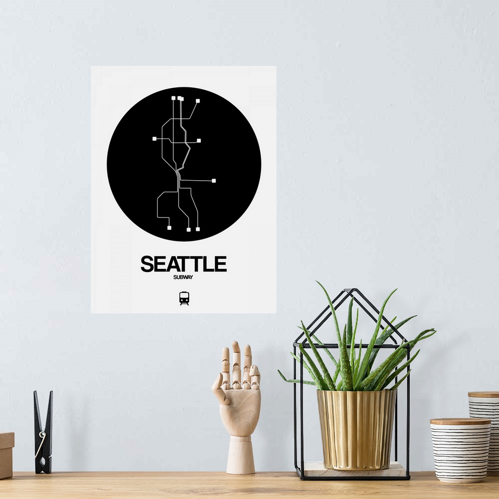 A bohemian room featuring Seattle Black Subway Map