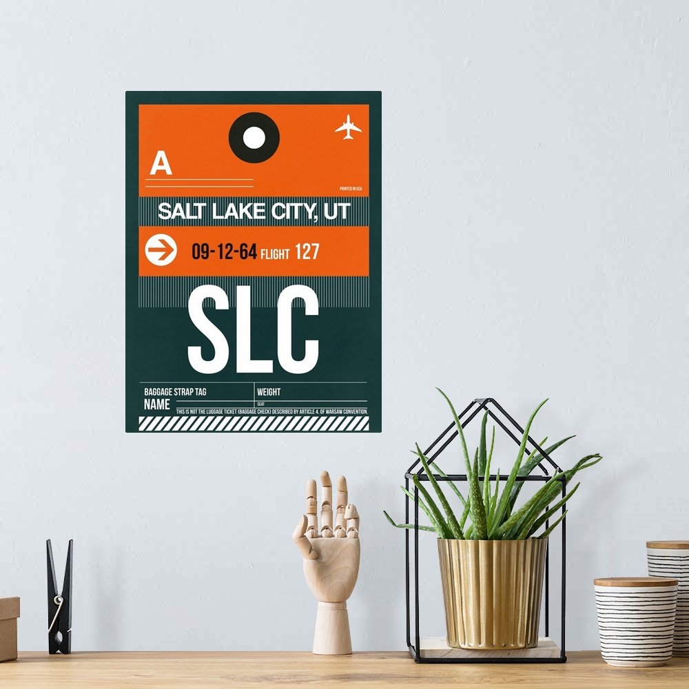 A bohemian room featuring SLC Salt Lake City Luggage Tag II
