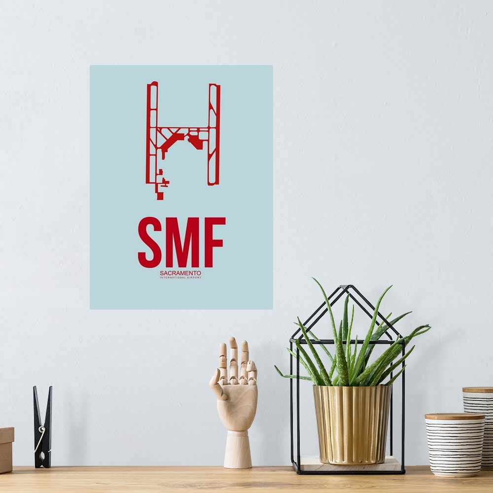 A bohemian room featuring SMF Sacramento Poster II