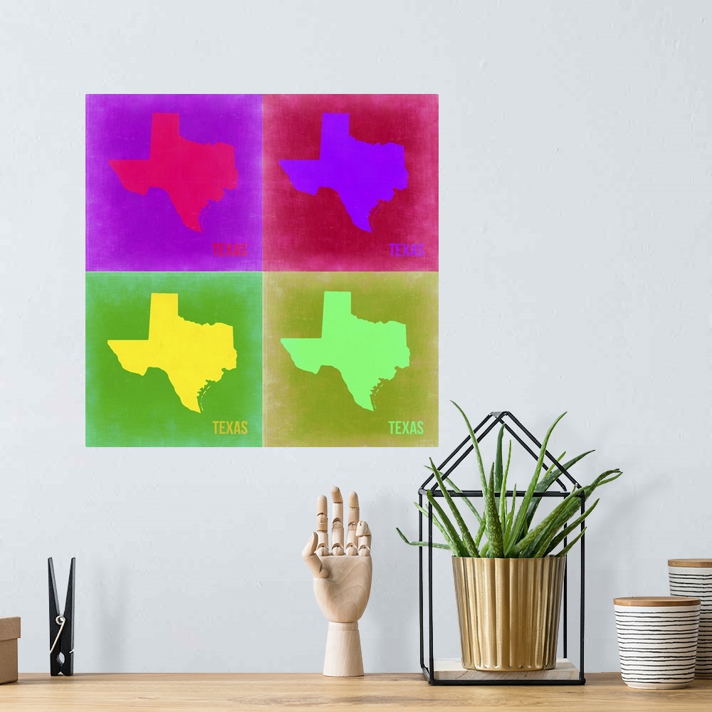 A bohemian room featuring Texas Pop Art Map II