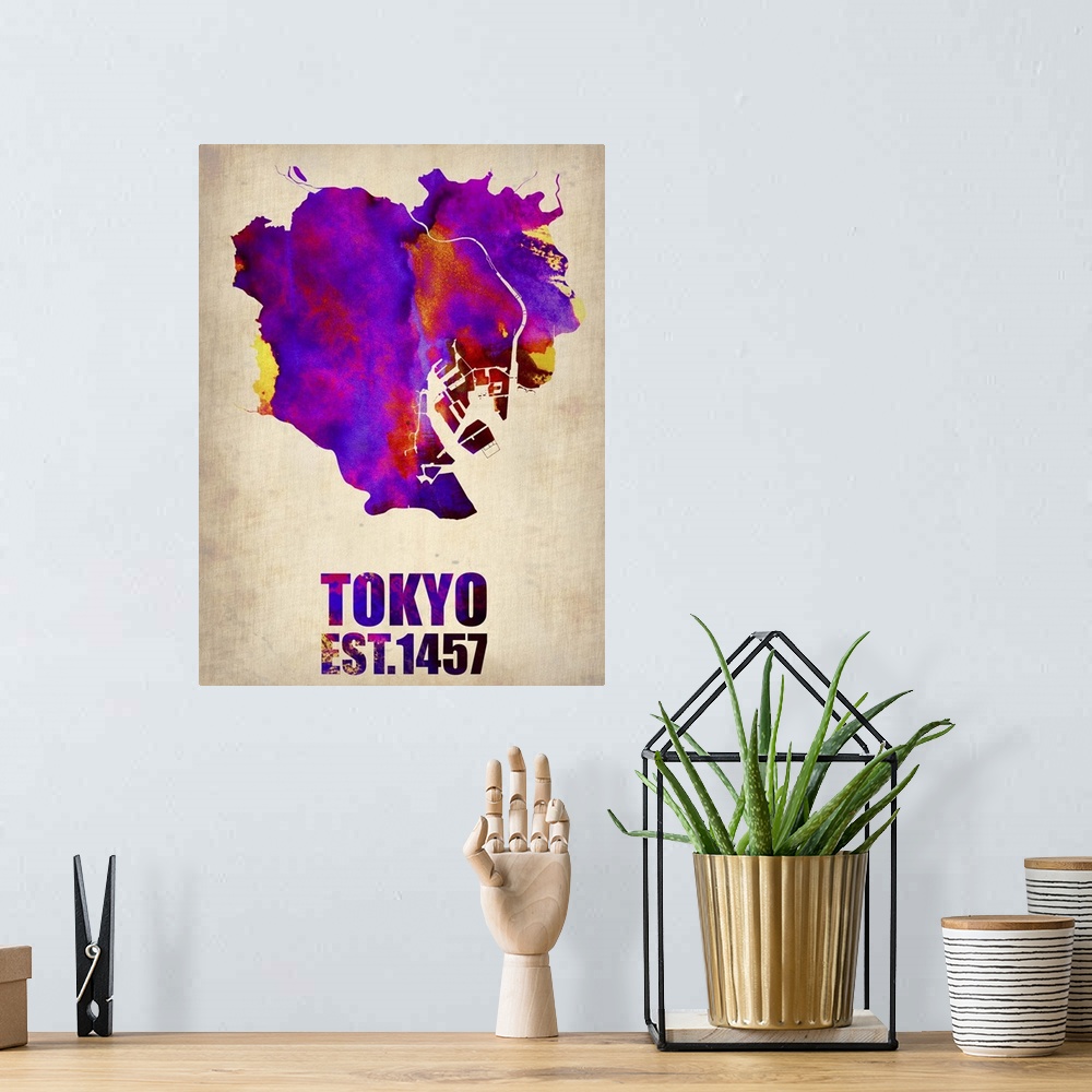 A bohemian room featuring Tokyo Watercolor Map II