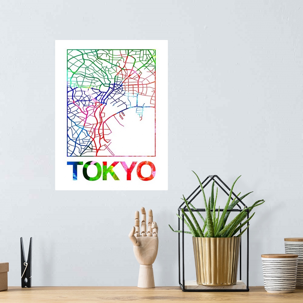 A bohemian room featuring Colorful map of the streets of Tokyo, Japan.