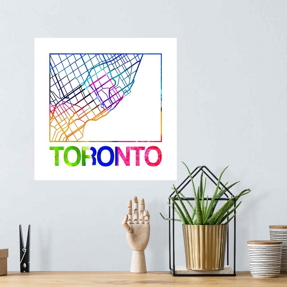 A bohemian room featuring Colorful map of the streets of Toronto, Canada.