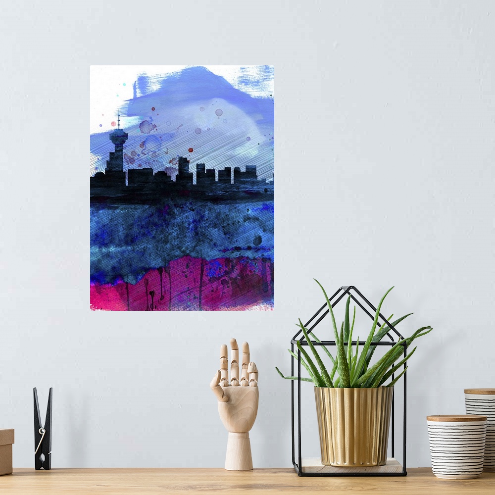 A bohemian room featuring Vancouver Watercolor Skyline