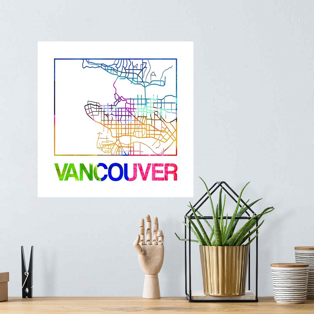 A bohemian room featuring Colorful map of the streets of Vancouver, Canada.