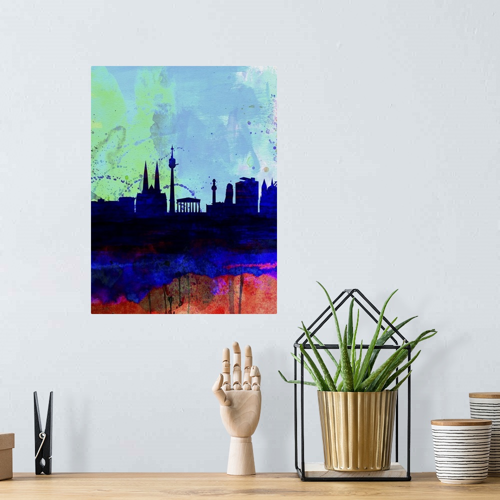 A bohemian room featuring Vienna Watercolor Skyline