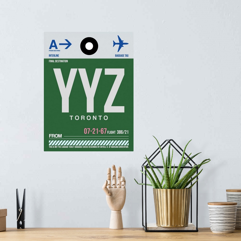 A bohemian room featuring YYZ Toronto Luggage Tag I