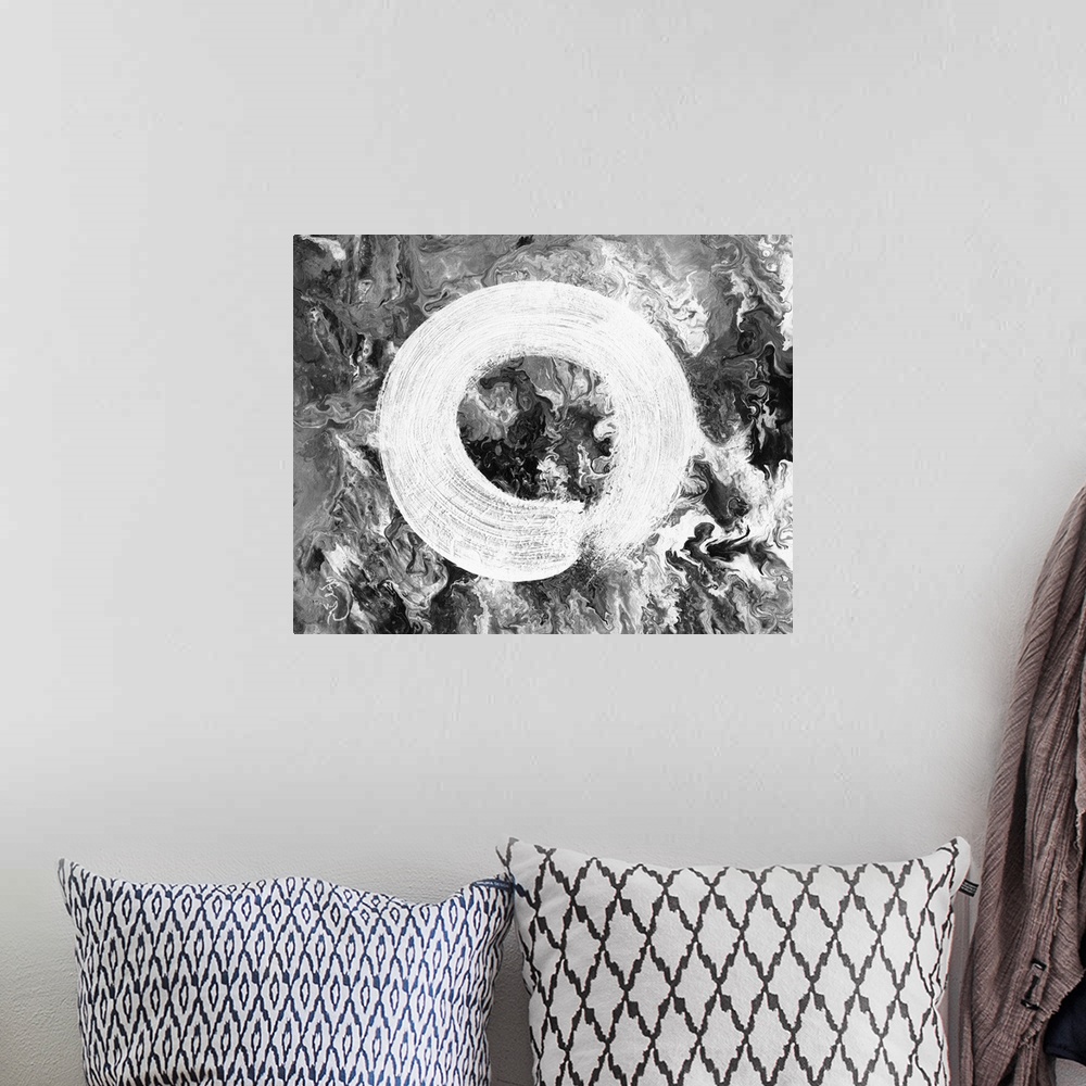 A bohemian room featuring Enso represents the way of Zen as a circle of emptiness and form, void and fullness. The Enso cir...