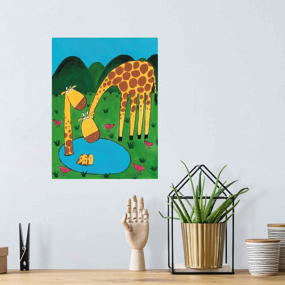 A bohemian room featuring Giraffe & Baby