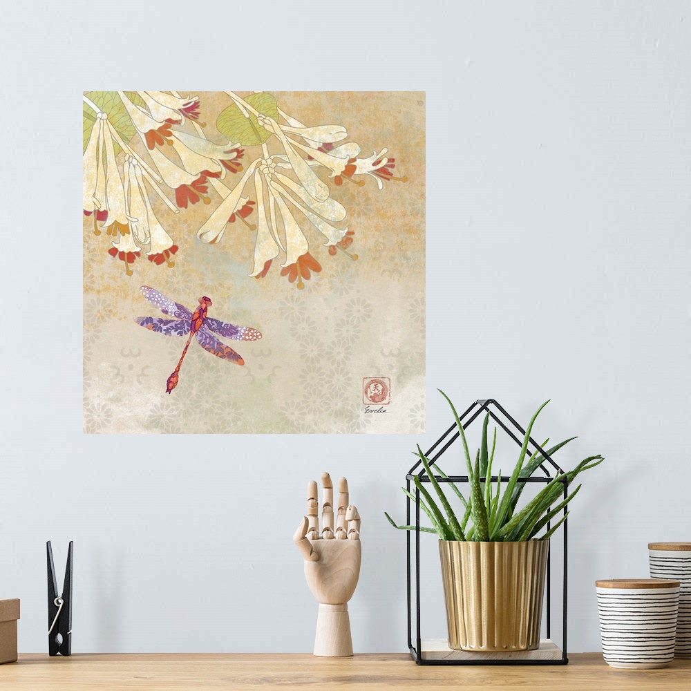 A bohemian room featuring Honeysuckle Dragonfly