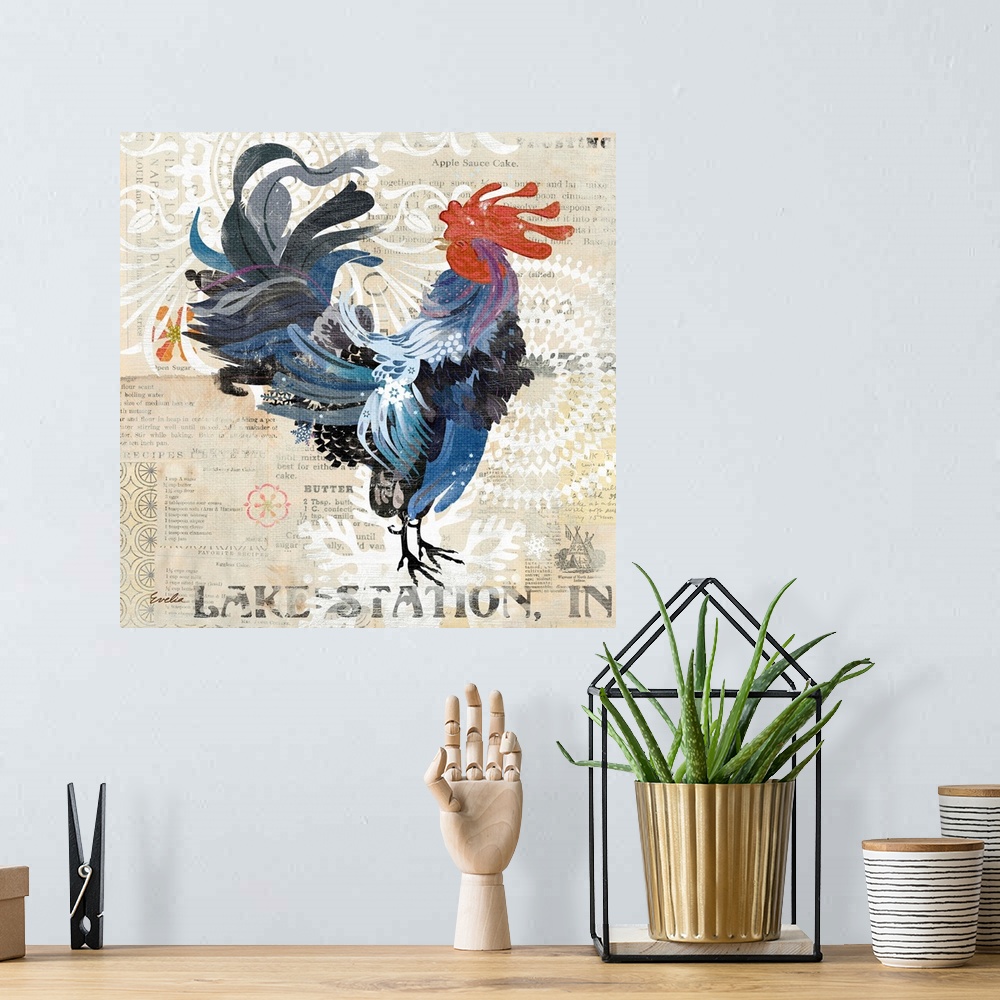 A bohemian room featuring Wintery Country Rooster