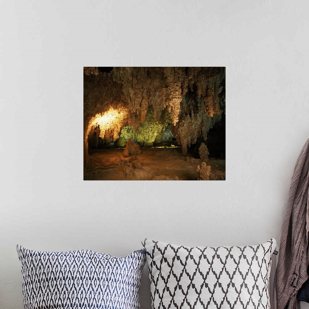 A bohemian room featuring Calcite formations in cave interior, Carlsbad Caverns National Park, New Mexico