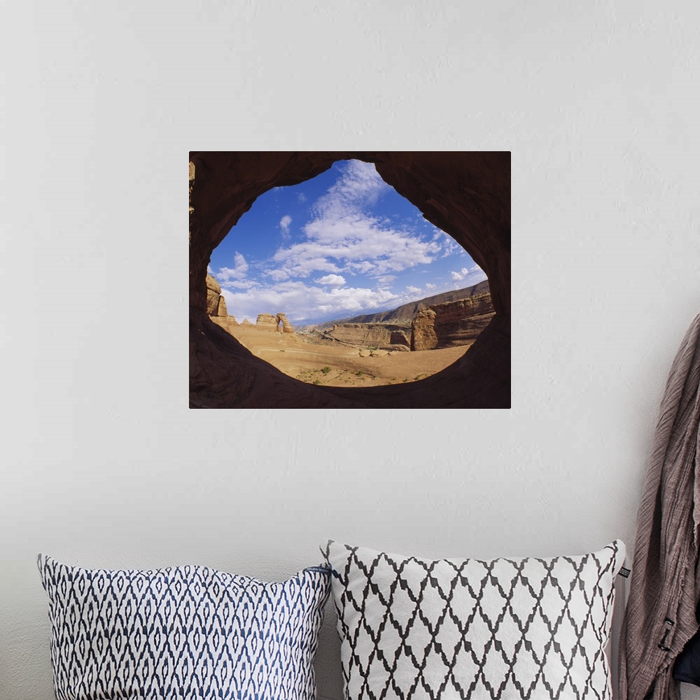 A bohemian room featuring Rock formations on a landscape, Arches National Park, Utah