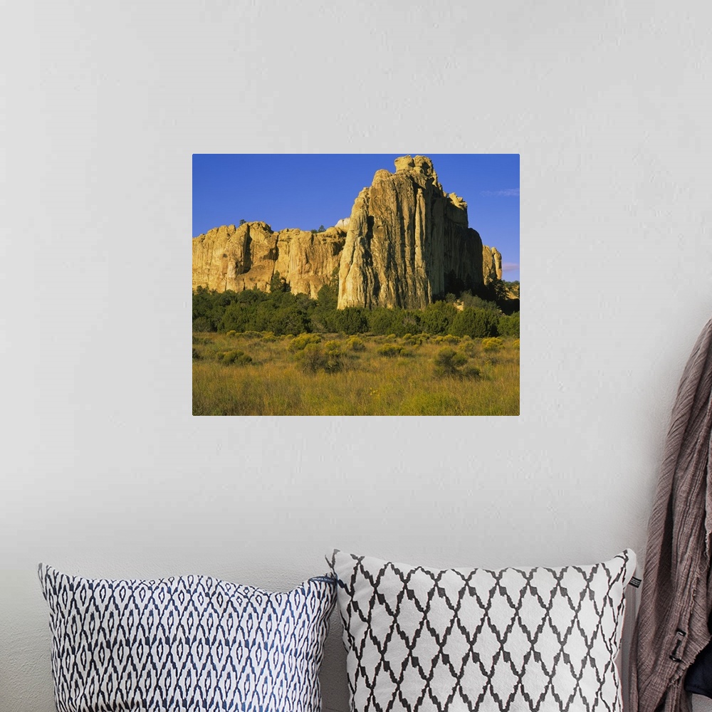 A bohemian room featuring Rock on a landscape, Inscription Rock, Ramah Navajo Indian Reservation, El Morro National Monumen...