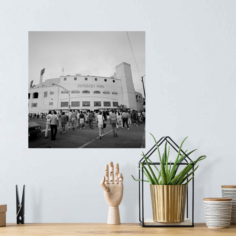 A bohemian room featuring Spectators in front of a baseball stadium, Comiskey Park, Chicago, Cook County, Illinois, USA