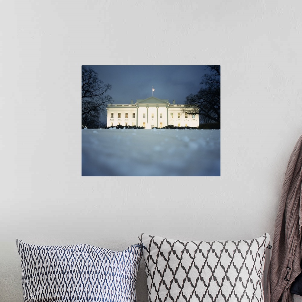 A bohemian room featuring Surface view of snow in front of the White House, Washington DC