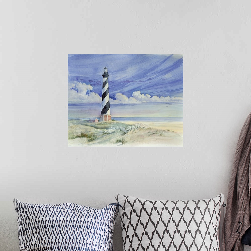 A bohemian room featuring Contemporary painting of Cape Hatteras on the Outer Banks of North Carolina.