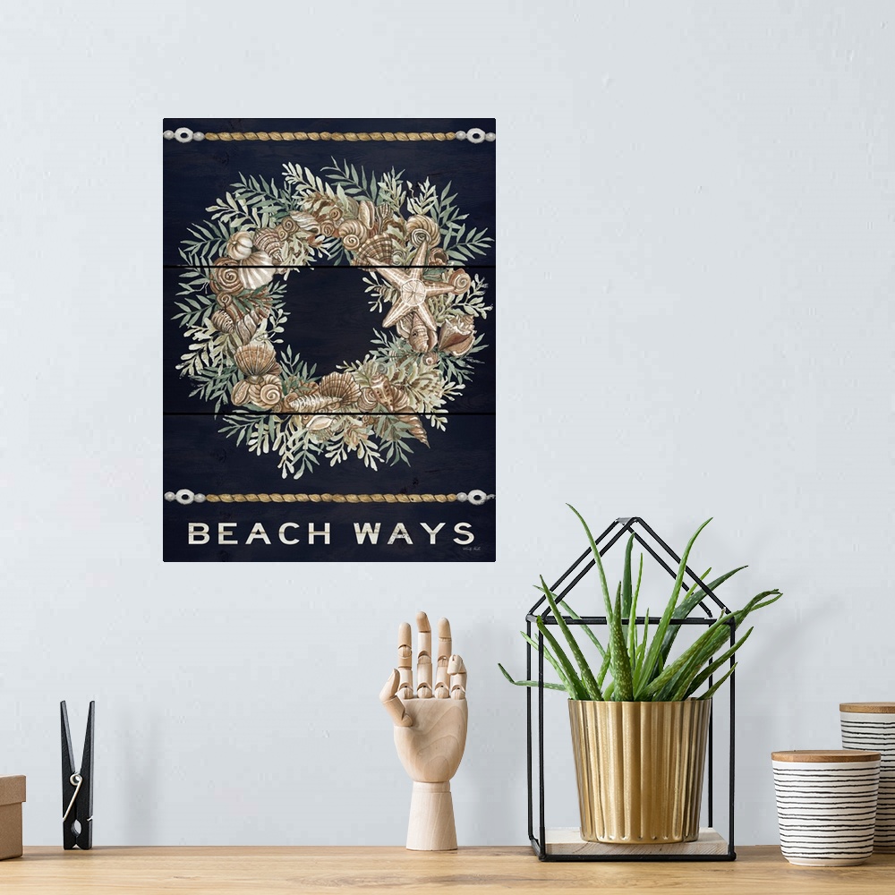 A bohemian room featuring Beach Ways Shell Wreath